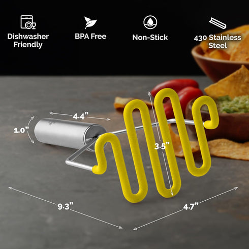 Zulay Potato Masher with Premium Silicone-Coated Stainless-Steel Design for Smooth Mashed Potatoes, Vegetables, Fruits
