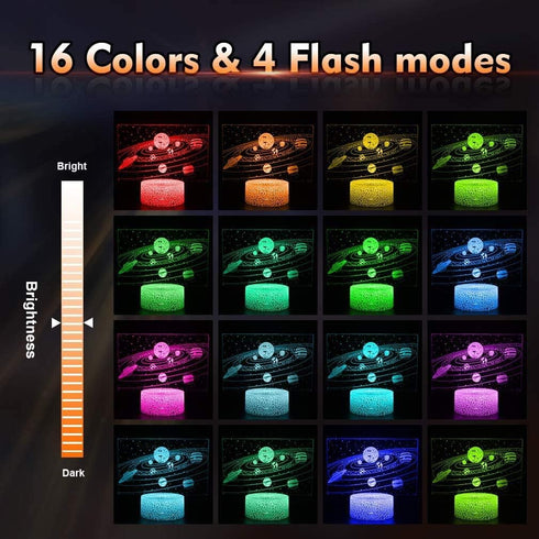 YTDZLTD 3D 16 Creative Planet Lamp Night Light Colors Changing USB Powered Remote Control Touch Switch Decor Lamp