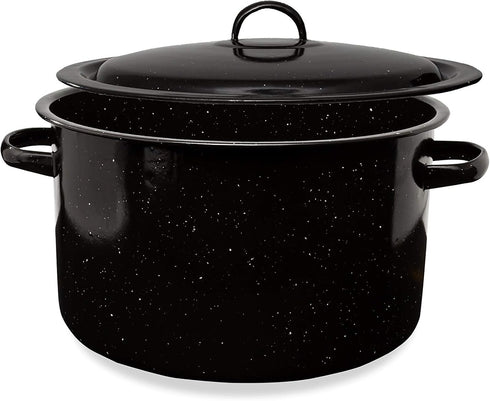 Granite 12 Qt Stockpot, Nonstick Soup Pot with Lid, Large Speckled Enamel Ware Cookware for Boiling
