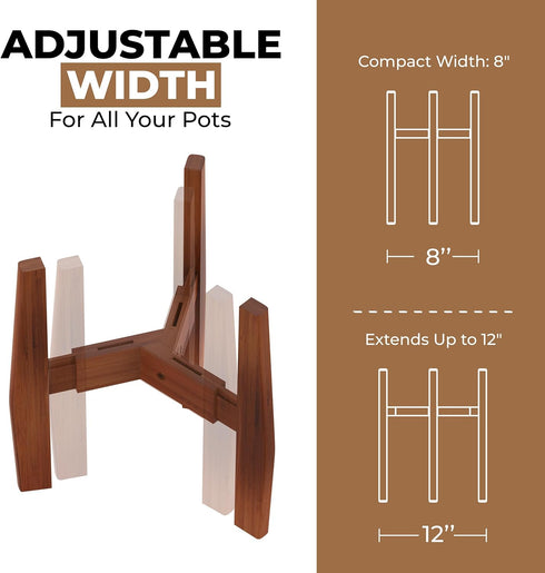2-Tier (812), ROCCA Tall Plant Stand Indoor Adjustable Bamboo Plant Stand Wooden Corner Pedestal for Multiple Pots