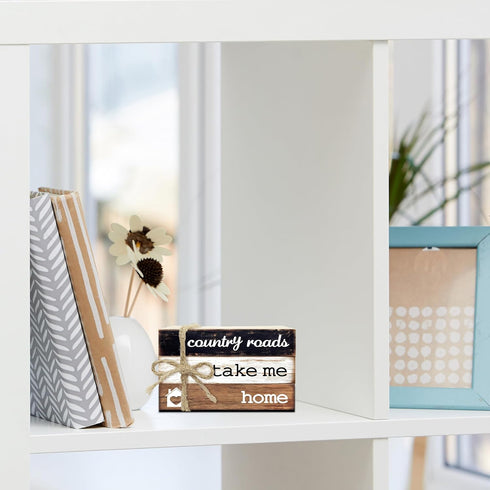 Ycyfckdr Country (L62) Decorative Books for Home Decor, Rustic Wood Book Stack for Table Decor, Roads Take Me Home