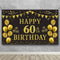 Trgowaul 60th Birthday Backdrop - Gold and Black 5.9 x 3.6 Fts Happy Birthday Party Decorations Banner
