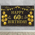 Trgowaul 60th Birthday Backdrop - Gold and Black 5.9 x 3.6 Fts Happy Birthday Party Decorations Banner