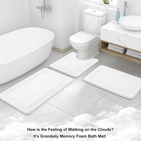 Grandaily Memory Foam Bath Mat Rug 30x20 - Ultra Soft Non-Slip Absorbent Bathroom Rugs, Comfortable Bath Rug Carpet