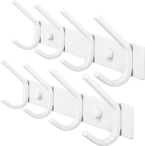 WEBI Coat Rack Wall Mounted, Coat Hooks Wall Mount, 4 Hooks for Hanging Coats, Hats, Jackets, Clothes, White, 2 Packs