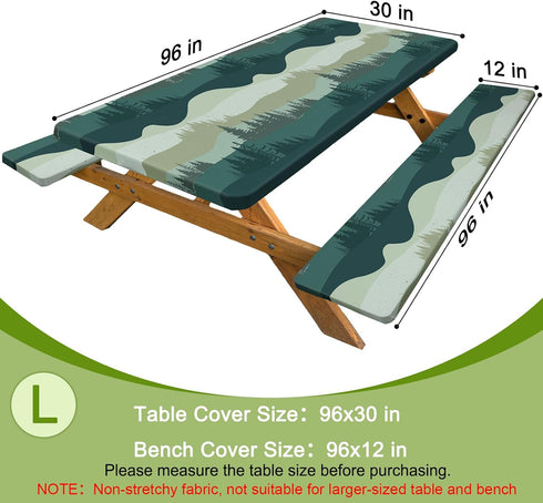 Joy Bubble 96in, Picnic Table Cover with Bench Covers Windproof Waterproof Picnic Table Covers Camping Tablecloth