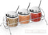 Set of 3 Glass Seasoning Bottles with Lids, Stainless Steel Serving Spoons, Base Rack and Labels - only fire Condiment