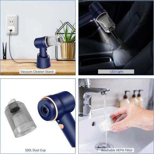 Handheld Vacuum Cordless, Mini Vacuum Cleaner, 8000Pa Desk Vacuum, 120W High Power 2 in 1 Air Duster, Keyboard Vacuum