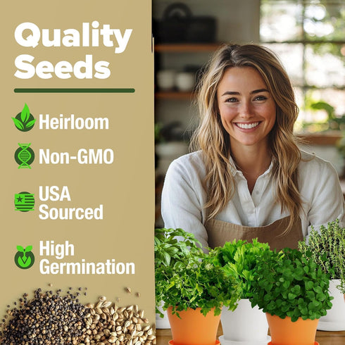 8 Set HOME GROWN Gift Herb Kit Herb Seeds with Basil, Cilantro, Mint & More, Complete Indoor Grow Kit for Kitchen