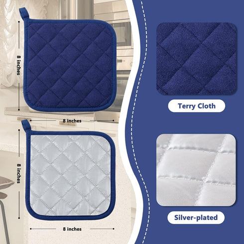 Joyhalo 6 Pack Heat Resistant Pot Holders for Kitchen, Terry Cloth Oven Hot Pads Set for Cooking Baking