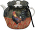 Rooster Chicken Print Tea Cozies, Floral Wood Design Portable Kettle Cover, Cotton Tea Pot Cover, Dust Proof Insulated