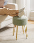 WBD010D IBUYKE Teddy Velvet Storage Footrest Stool Ottoman, Makeup Vanity Stool Side Table with Removable Cover, Golden