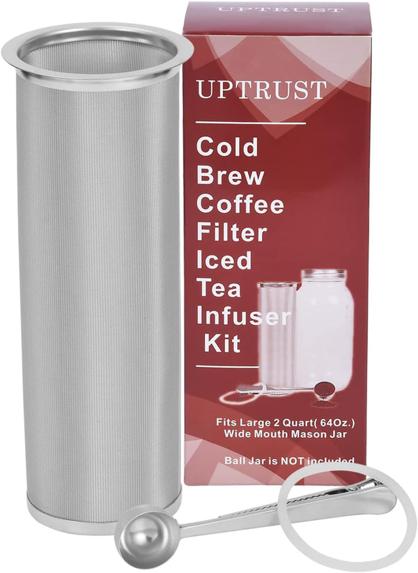 UPTRUST Cold Brew Coffee Maker Filter for 2 Quart/64 Ounce Wide Mouth Mason Jar, Iced Coffee & Tea Maker