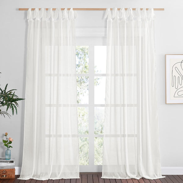 NICETOWN Ivory Curtains 96 inch Long for Daughter's Room, Creative DIY Tie