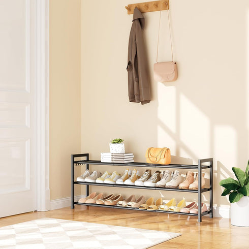 18.5''- 47'' Closet, 3 18 Expandable Shoe Rack - Adjustable Shoe Rack for Tier Long Shoe Shelf Storage for Pairs Shoe