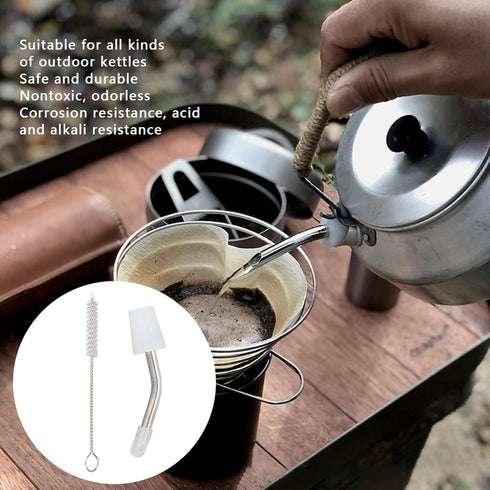 Stainless Steel Extended Kettle Spout - 10cm Brush, Coffee Kettle Spout for Home Kitchen Outdoor Use