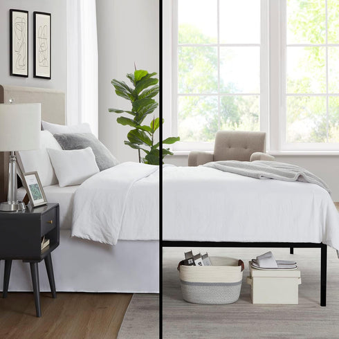 Nestl White Bed Skirt Queen Size - 14 Inch Drop Brushed Microfiber, Hotel Quality Pleated & Fade Resistant