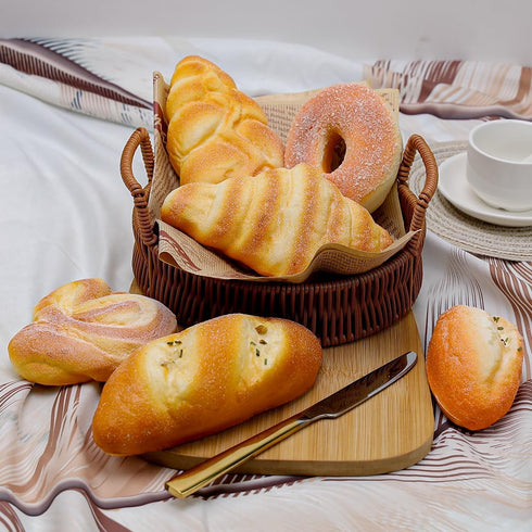 Funzhan 6pcs Artificial Bread Decoration Fake Bread Donut Baguette Croissant Display Models Realistic French Loaf