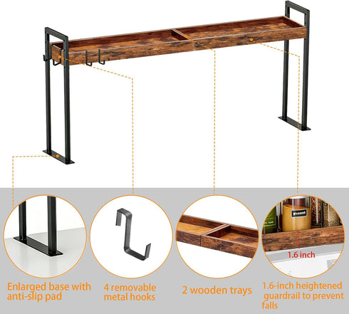 4 4 Spice Rack Shelf for Kitchen Stove, Over The Stove Shelf with Level Adjustable Height, Over Stove Spice Rack