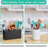 ALELION Large Utensil Holder - 3 Compartment Wooden Caddy Organizer for Kitchen Counter, Black