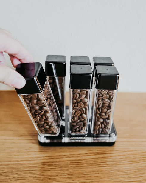 6 Set 25-28g Normcore Tubes Coffee Bean Cellars with Stand & Hopper - Single Dose Coffee Bean Vaults - Espresso Bean