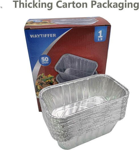 50 Pack 1Lb Mini Loaf Pans, Heavy Duty Disposable Aluminum Foil Bread Tins, Oven Safe Standard Size - 6" X 3.5"