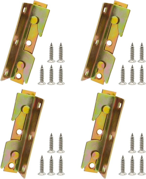 4 Sets No Mortise Bed Rail Fittings, Wooden Bed Frame Connectors Metal Bed Rail Fasteners