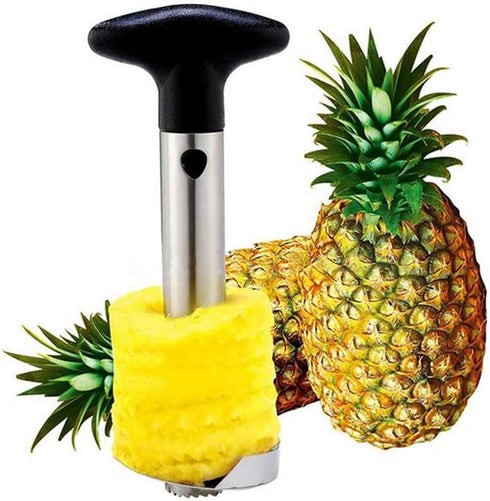 Apple Corer + Pineapple Tool + Herb Kale Stripper by BRIGHT KITCHEN, Stainless Steel Lever Tool with Cherry Red Grip