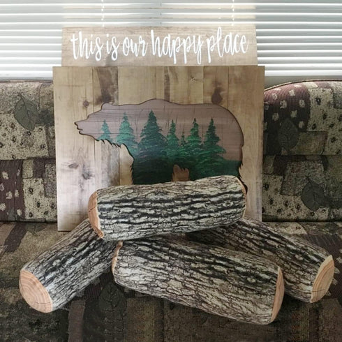 3D 2 Pack HYSEAS Decorative Round Throw Pillow, Digital Print Comfortable Kids Funny Cute Wood Log Pillow Cylinder