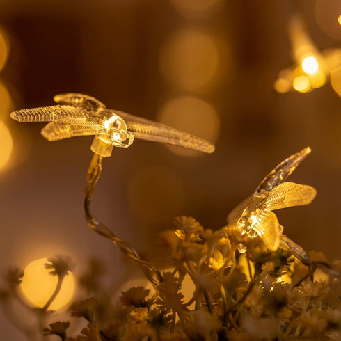 SWEET SHINE 35 Count 17.5 8 Dragonfly String Lights with Battery Powered, Feet Modes Decorative String Light