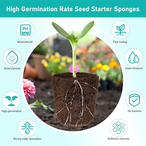 Coldairsoap 50P Seed Starter Sponge for Germinate Quickly, Hydroponic Sponges Grow Starter Pod for Plants Vegetables