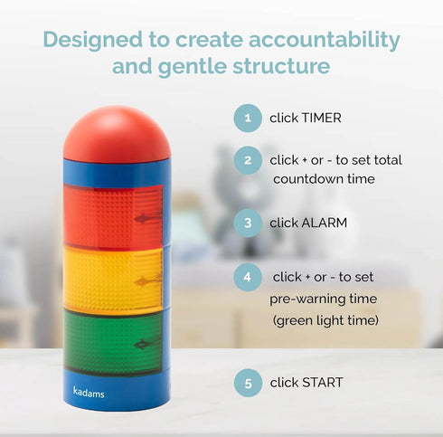 KADAMS Visual Timer for Kids with Audio Pre-Alarm, Traffic Light Alarm for Classroom Home Time Management Tool