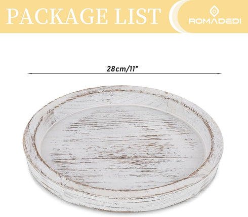 Countertop Romadedi Rustic Wooden Tray Candle Holder - Round Wood Decorative Pillar Candle Tray for Coffee Table
