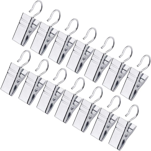 JANYUN 120 Pack Heavy-Duty Hook Clip Set, Metal Curtain Clips for Home Party Decoration, Silver