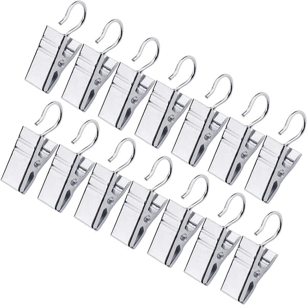 JANYUN 120 Pack Heavy-Duty Hook Clip Set, Metal Curtain Clips for Home Party Decoration, Silver