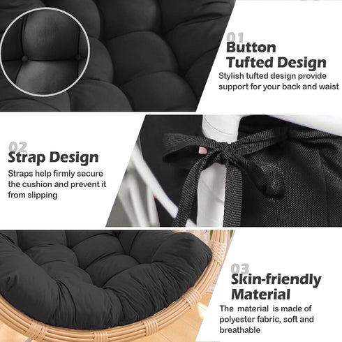MQK Thick Egg Chair Cushion Replacement, Button Tufted Outdoor Swing Chair Cushion with High Elasticity PP Cotton