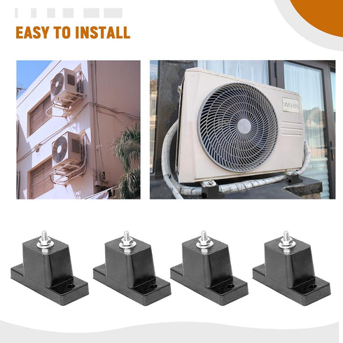 Mini Split Wall Mounting Bracket 4 Pack, Rubber Vibration Isolator for Air Conditioner, Shock Absorbing Pads