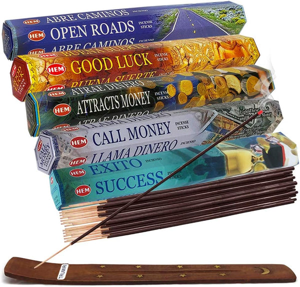 Hem Incense Sticks Variety Pack #5 with Holder, 5 Money and Success Themed Fragrances