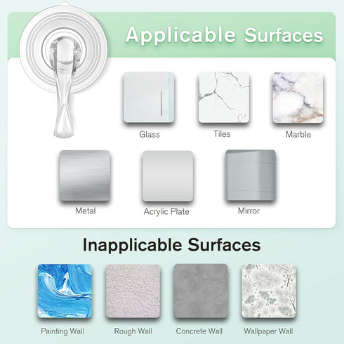 VIS'V Heavy Duty Large Suction Cup Hooks with Wipes, Removable & Reusable, Clear, 5 Pcs