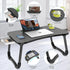 Zapuno Foldable Laptop Bed Table Multi-Function Lap Serving Tray Dining Table with Storage Drawer and Water Bottle