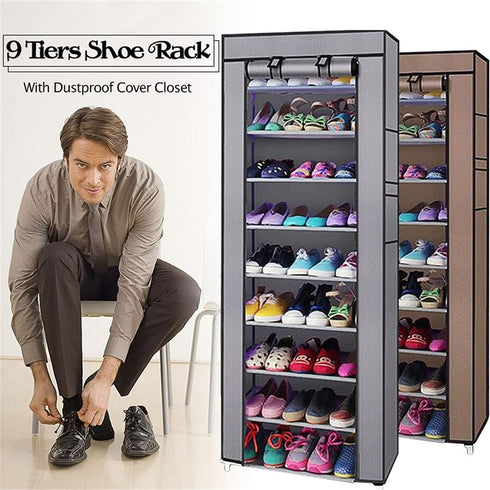 Mekek 9 Closet Free Standing Shoe Racks, Shoe Rack Organizer Tier - Portable Row Shoe Rack Shelf Cabinet Tower