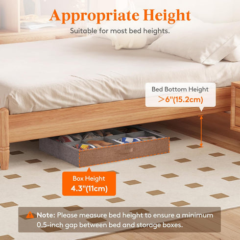 8 4.3 Inches 2 Pack Lifewit Under Bed Shoe Storage Organizer Fits Pair Sneakers, Tall Sturdy Structure Ultra Thick