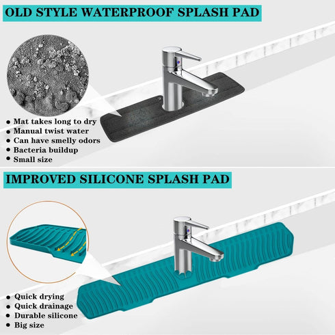 30 Inch Kitchen Sink Splash Guard, Large Size Silicone Faucet Handle Drip Catcher Tray for Countertop, Bathroom,