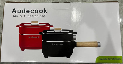 Audecook Electric Hot Pot, 2L Ceramic Glaze Non-Stick Frying Pan, Portable Cooker for Ramen, Steak, Oatmeal, Soup