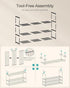 3-Tier 16-20 11.8 36.2 21.7 Inches, ULSA303B02 SONGMICS Shoe Rack, Shoe Organizer, Metal Storage Shelf, Upright