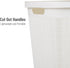 Mind Reader 60L Slim Laundry Hamper, Clothes Basket with Lid, Linen Design, Plastic, 18.25”L x 14.25”W x 23.5”H, White