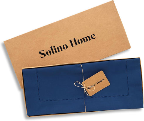 60 Inches 14 60 Inch Solino Home Cotton Linen Table Runner - Lapis Blue Hemstitch Table Runner x Ideal for Dresser