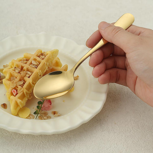 Gold Teaspoons Set of 12, Stainless Steel Soup, Dessert, Coffee, Stirring Spoons for Home or Restaurant