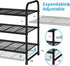 3-Tier Simple Trending Stackable Shoe Rack, Expandable & Adjustable Shoe Shelf Storage Organizer, Wire Grid, Black