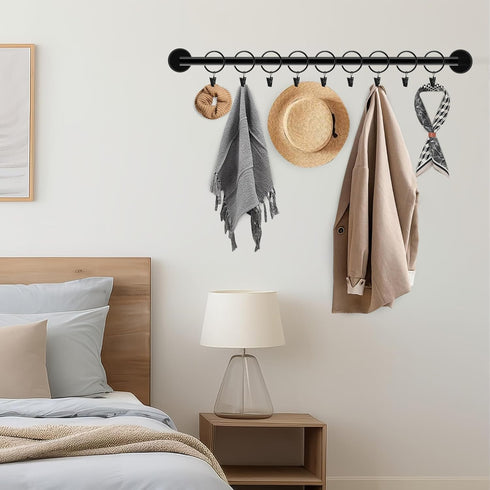 24 Pack 2 Inches Black Curtain Rings with Clips, Openable Drapery Metal Clip Hangers for Windows Rods